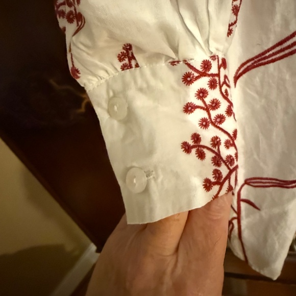 Beulah Style White and Red Cotton Dress Size L - Picture 4 of 6